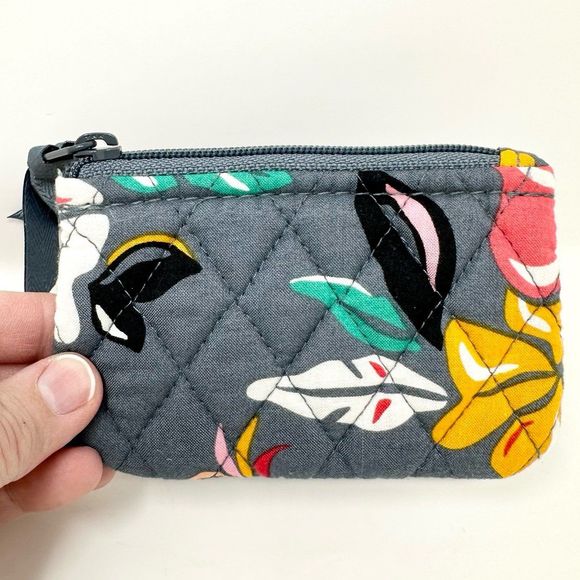 Vera Bradley Small Zip Coin Purse Gray Coastal Paradise - Picture 2 of 3